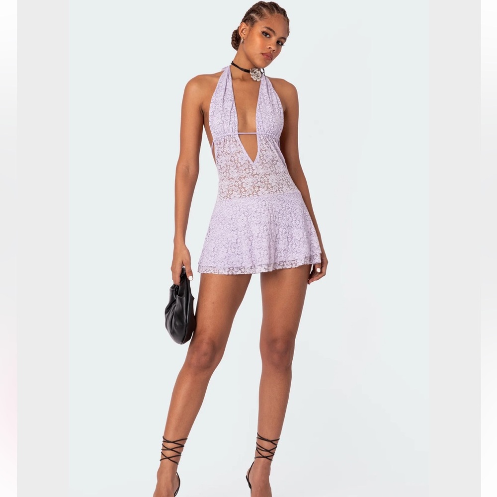 Edikted Lace Halter top Mini dress